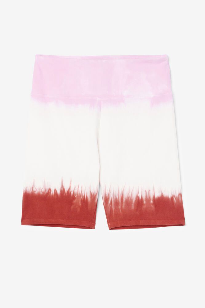 Fila Shorts Dame Hvide/Rød/Pink Taima Tie Dye Bike NHU-804196